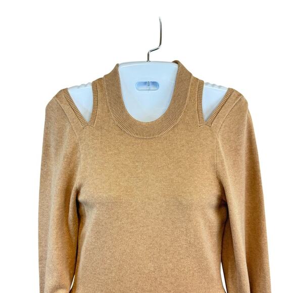 NAADAM Camel Knit Sweater Long Sleeve Sweater Dress Shoulder Cut-out Women's M - Picture 2 of 7